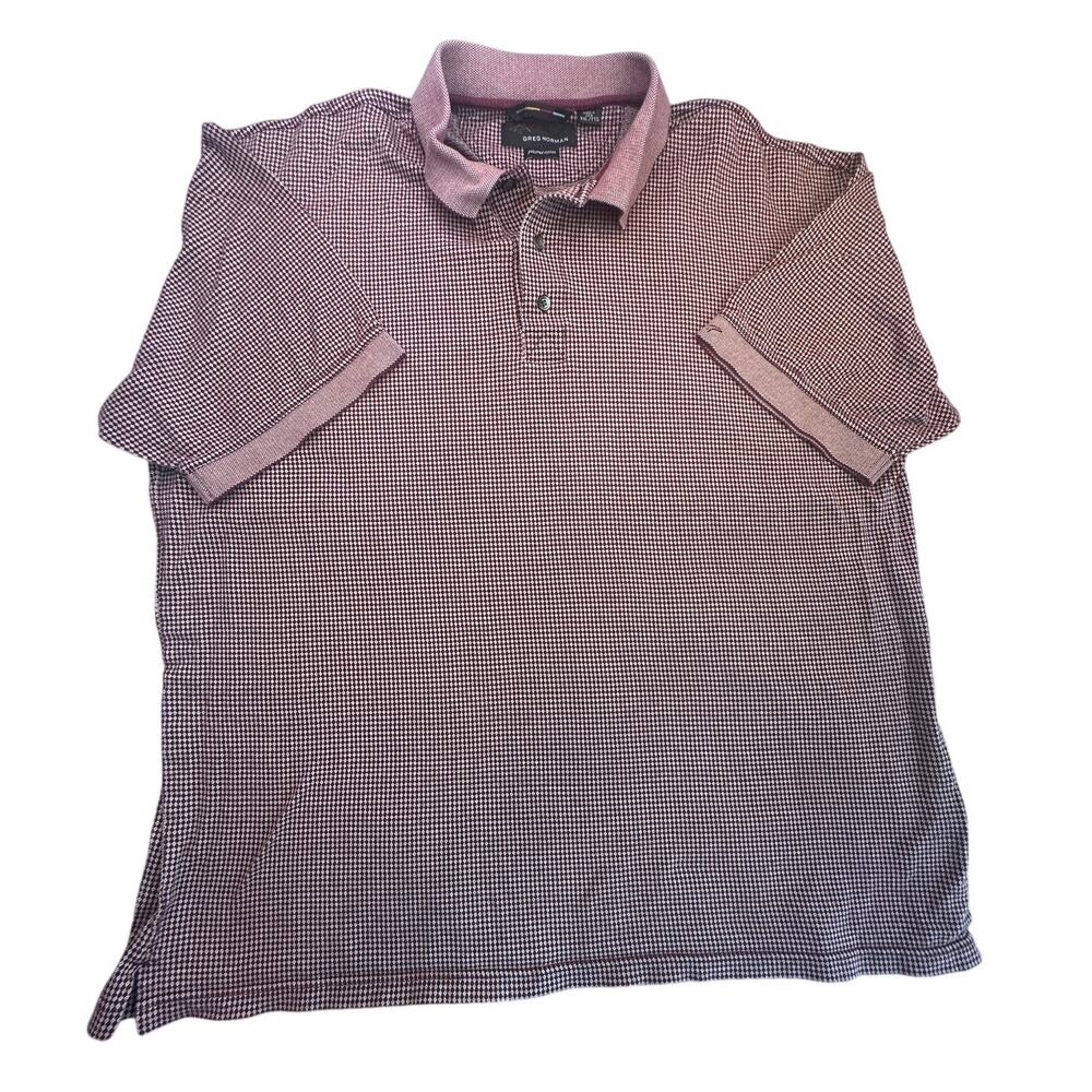 Greg Norman Polo Shirt Polished Cotton Geometric Diamond Knit Short Sleeve XXL